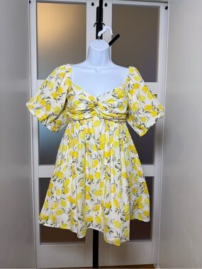 Trixxi Babydoll Lemon Mini Dress, size Small.
